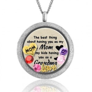 Mothers day floating charm locket necklace