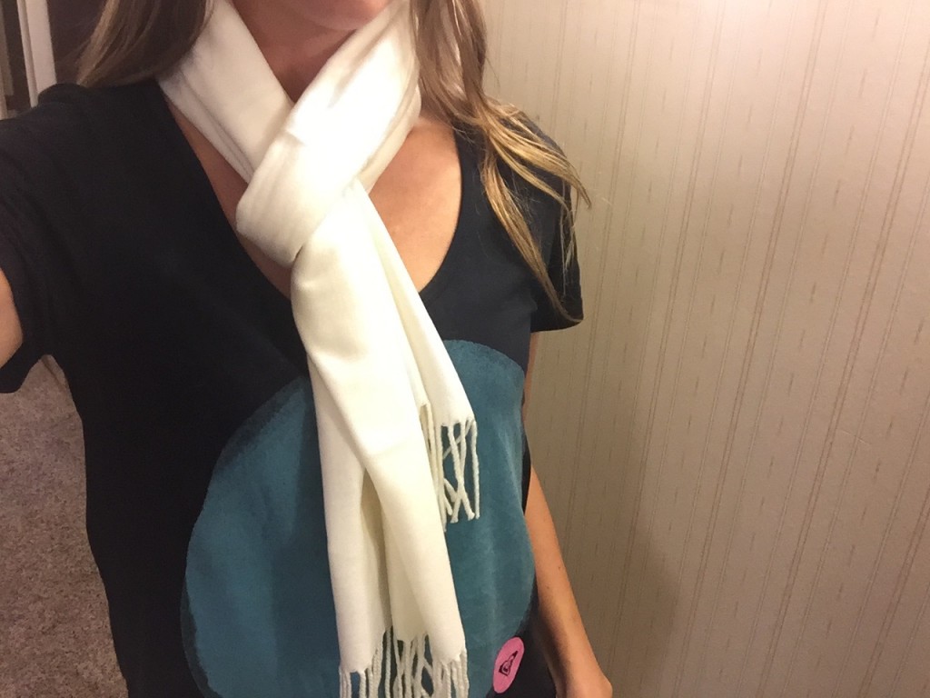 simulated cashmere scarf in white