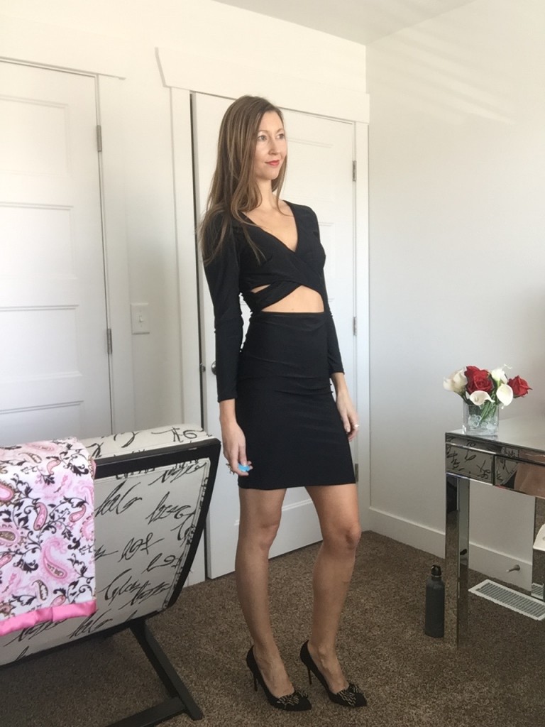 sexy deep v neck cut out dress