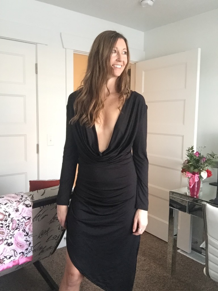 sexy plunge neckline long sleeved dress