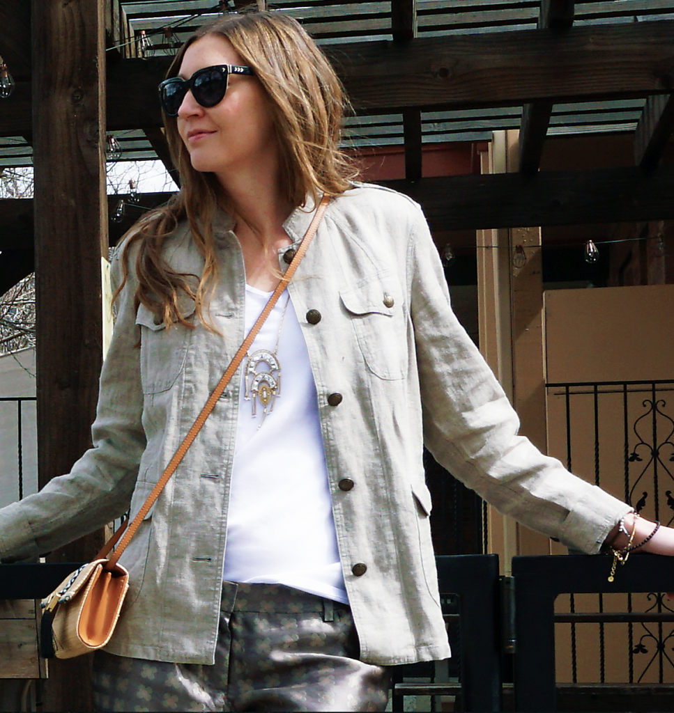 stella sunglasses, bag, necklace, and bracelet