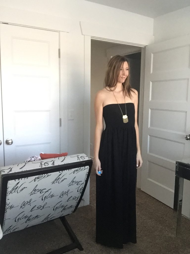 black strapless maxi dress 