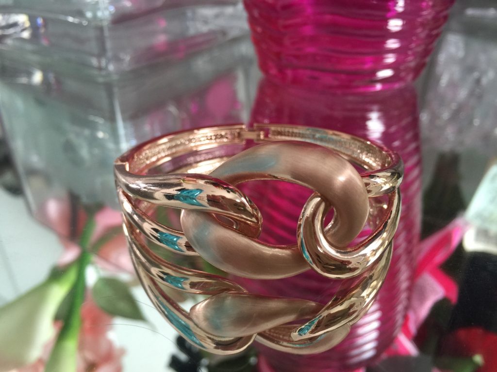 rose gold plated knot bangle bracelet