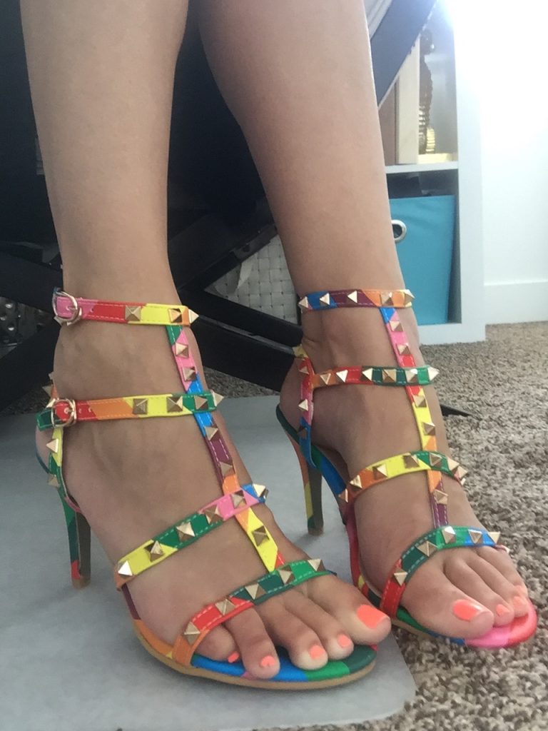 rainbow studded heels 