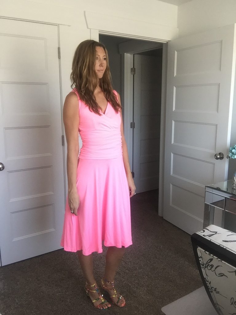 pink waist slimming dress