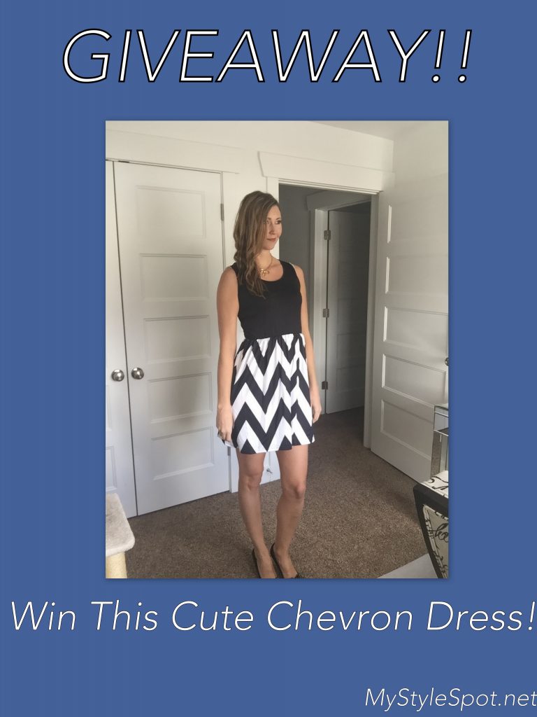 Win a chic ladies chevron print tank dress in black and white 