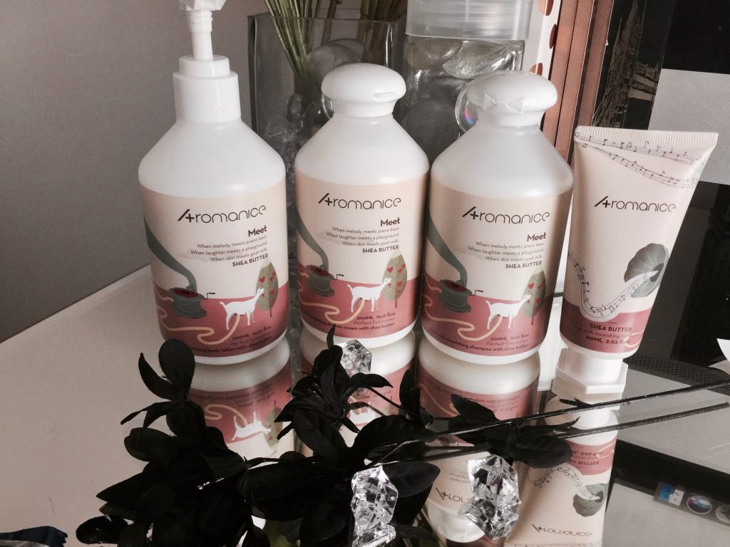 aromanice bath, body, and hair goat milk and shea butter products 