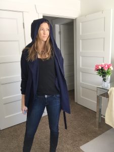 Hooded Sweater Jacket and Jeans 