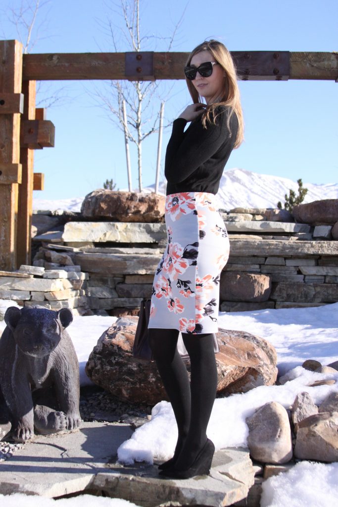 cents of style zia floral stretchy pencil skirt