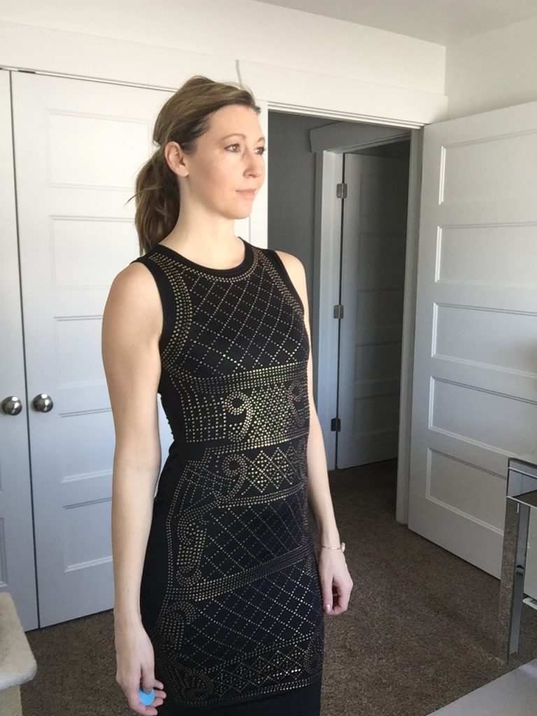 black and gold printed dress 