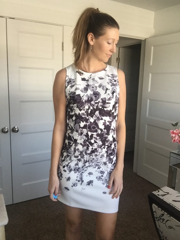 Chic White and blue floral mini tank dress