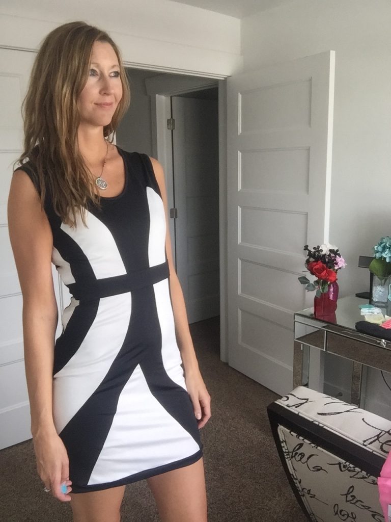 Sexy Graphical Print black and White Mini Dress