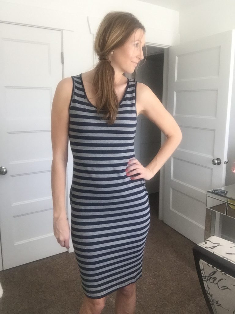 Cute striped body con tank dress