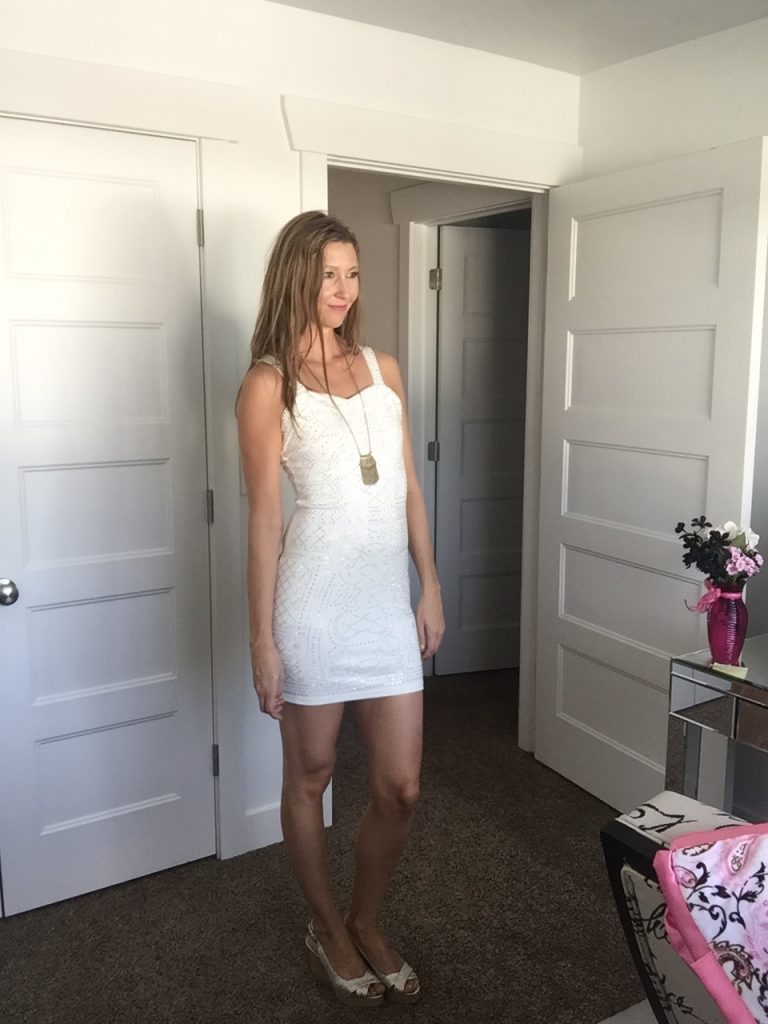 Sexy White Sequin Embellished Mini Dress