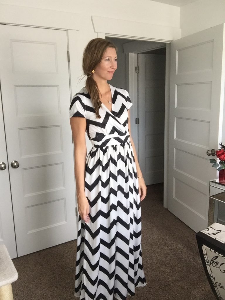 Chevron Sleeved Maxi Dress