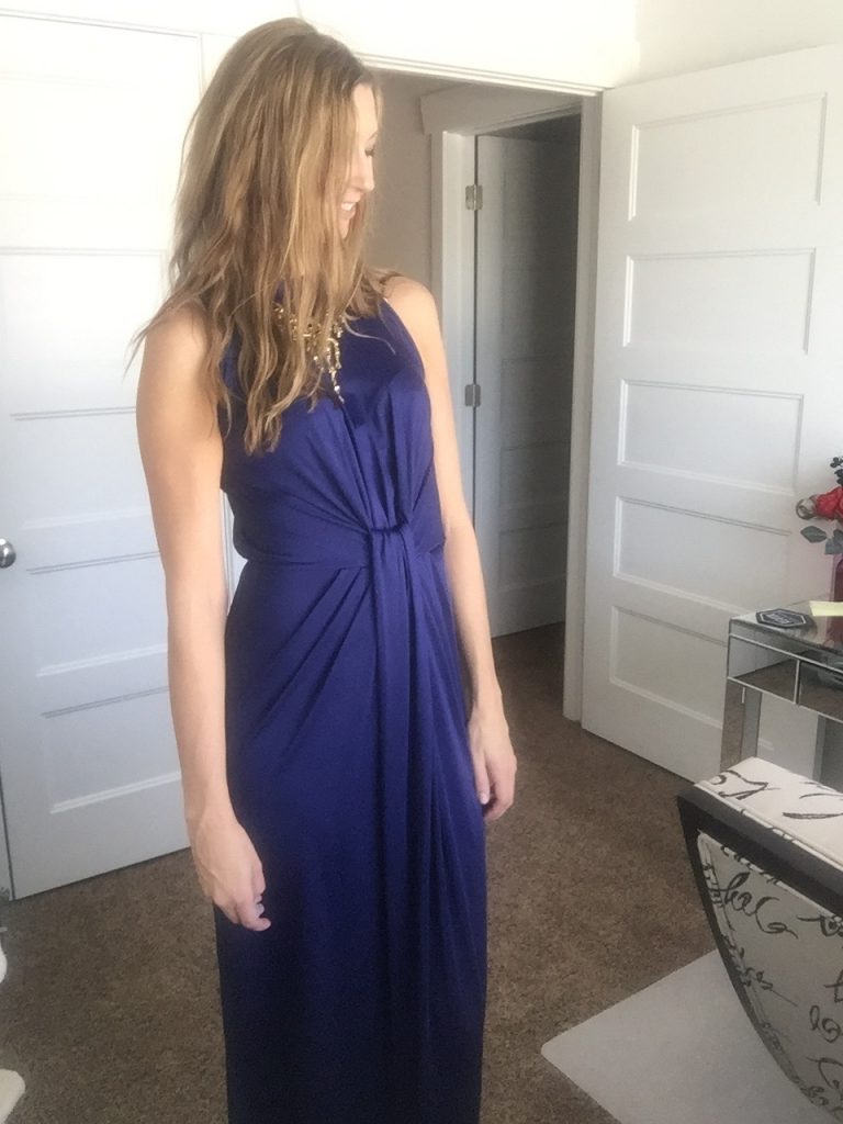 Elegant Tie Front Royal Blue Gown