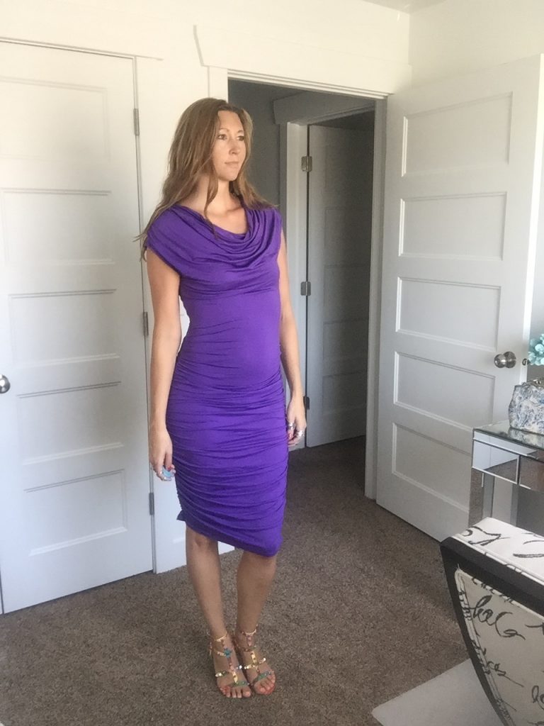 Beautiful Purple Ruched Party Dress