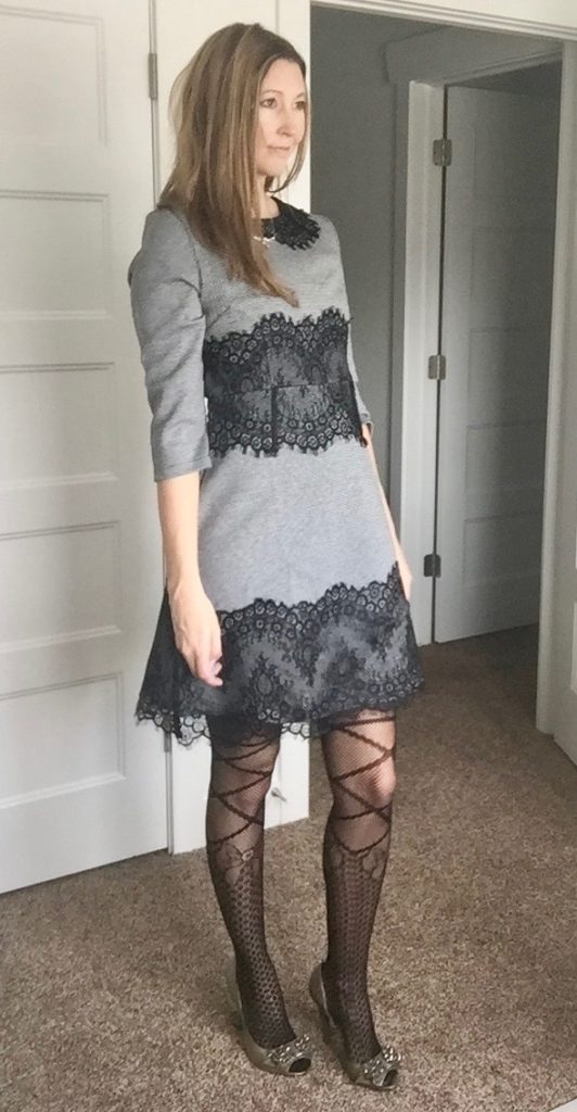 Black Lace Dress and Fun Printed Tights