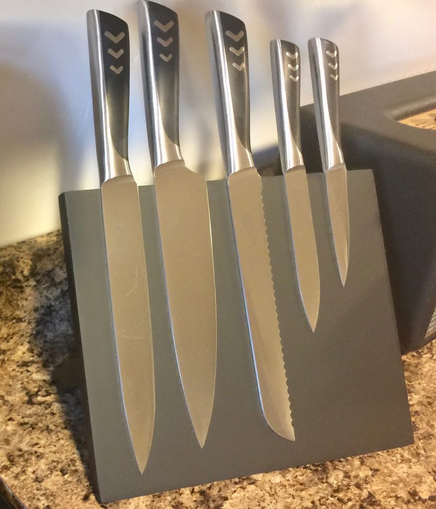 Crucible Cookware 6 Piece Stainless Steel Cutlery Set & Magnetic Knives Stand