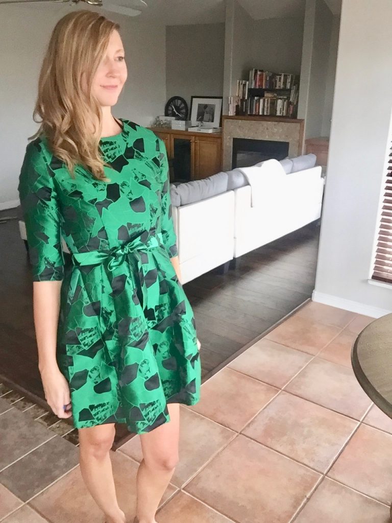 Chic Green and Black Holiday Party Dress