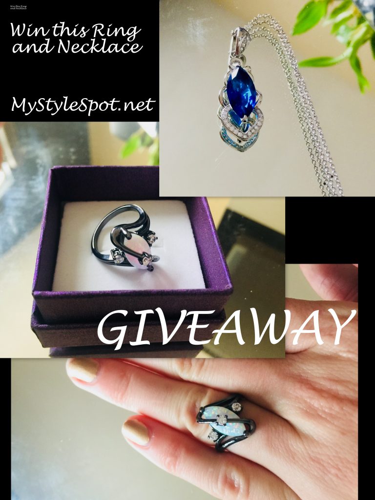 GIVEAWAY: Win a Black Plated White Opal Gemstone Ring + Blue Crystal Pendant Necklace + TONS of other Fab Prizes!