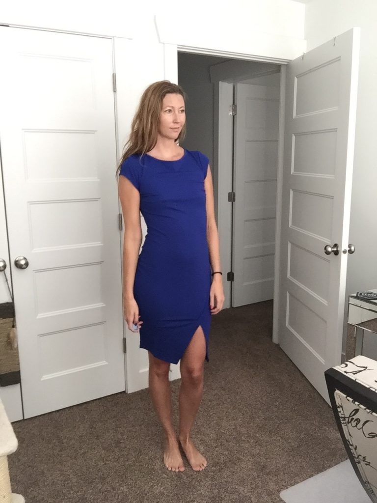 woman in Blue High Slit Dress