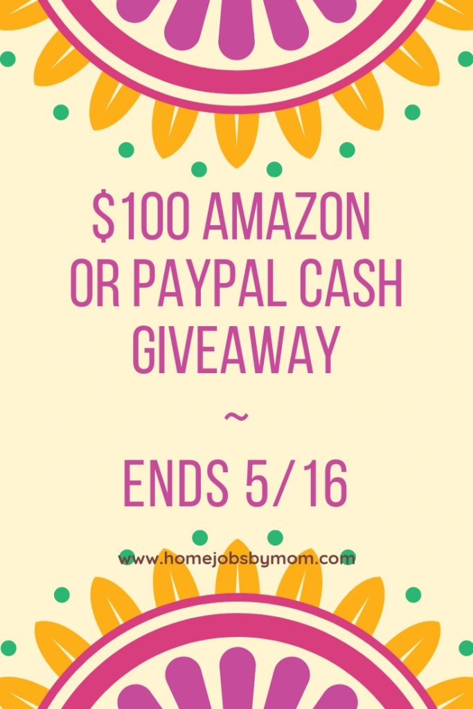 Giveaway - win $100 amazon gift card or paypal cash