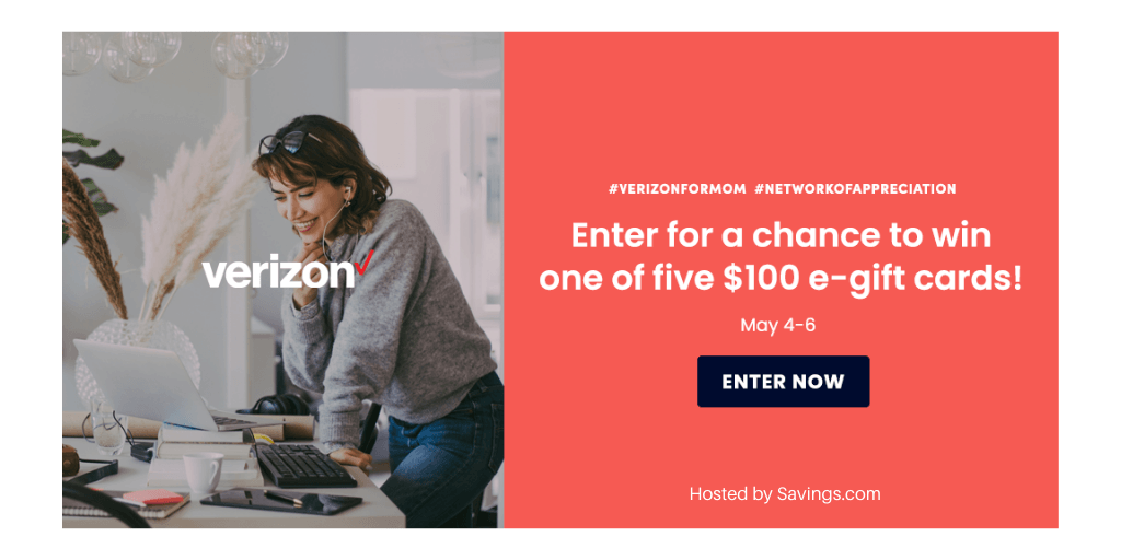 GIVEAWAY: Enter to Win A $100 Verizon Wireless Gift Card for Mom - 5 WINNERS