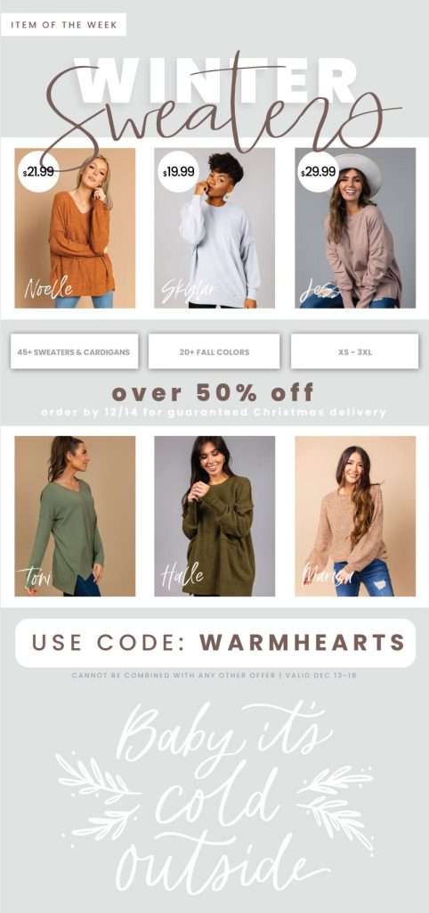 Cozy Sweaters & Cardigans Over 50% OFF